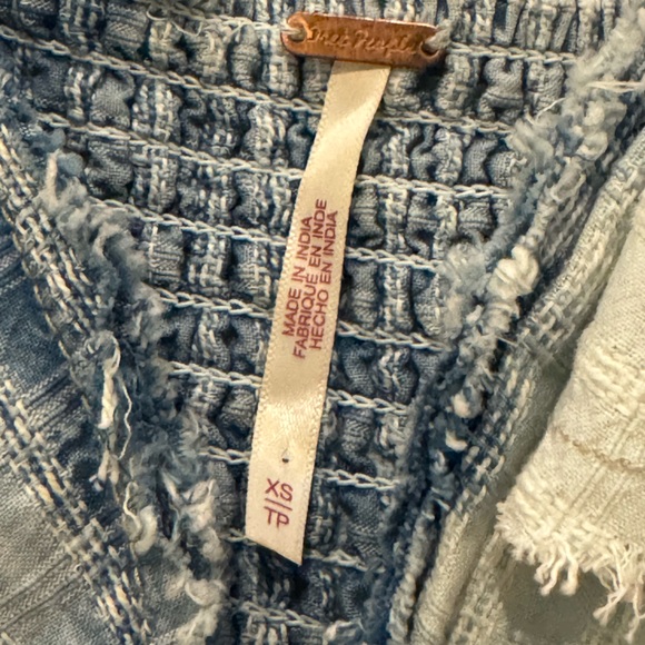 Free People Undone Tiered Cotton Minidress in Sea Spray Wash - Picture 6 of 7